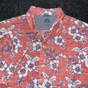 Izod Saltwater Light Red‎ Floral Short Sleeve Button Cotton Shirt Mens XL
